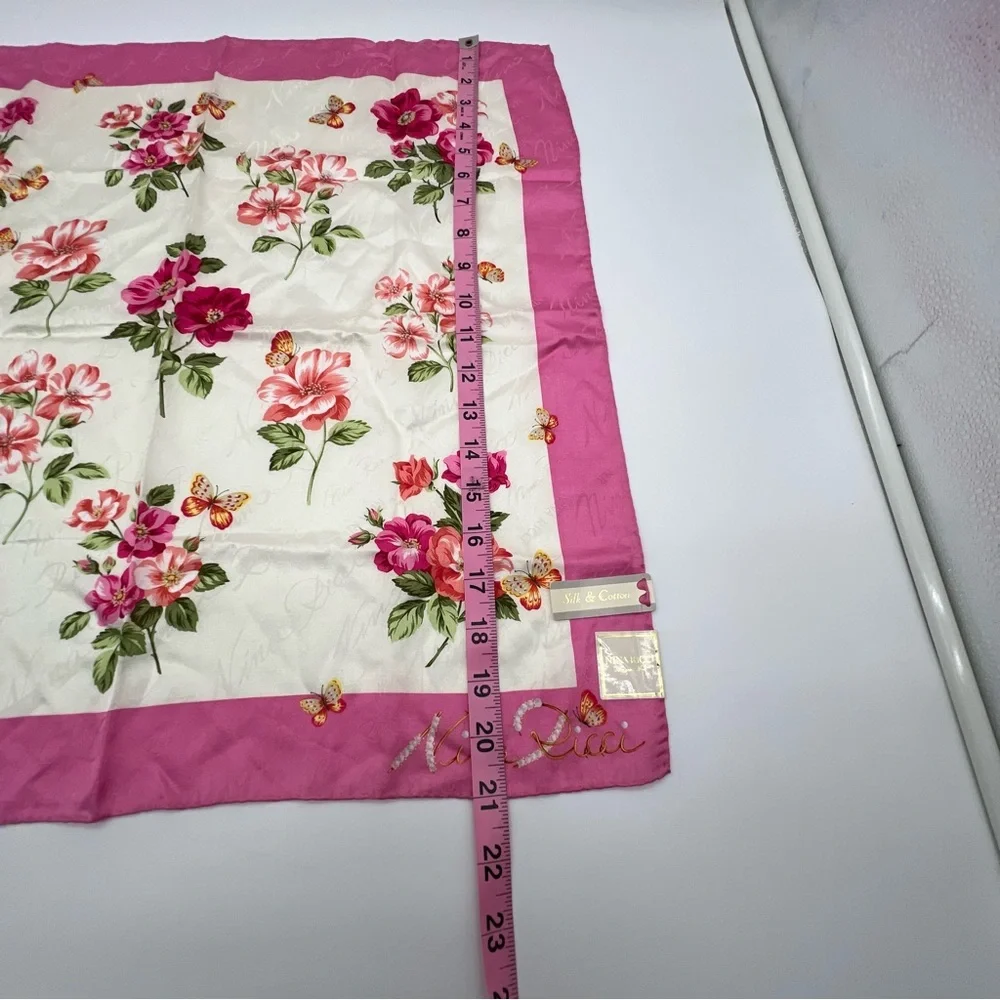 Nina Ricci Floral Silk Scarf – Pink Butterfly Print Square NWT